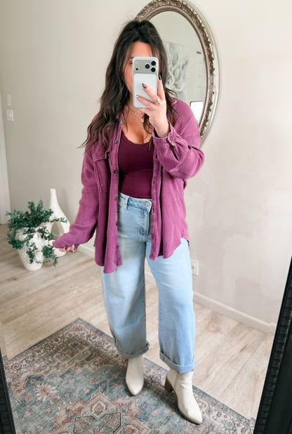 Lorelai Waffle Knit in Maroon