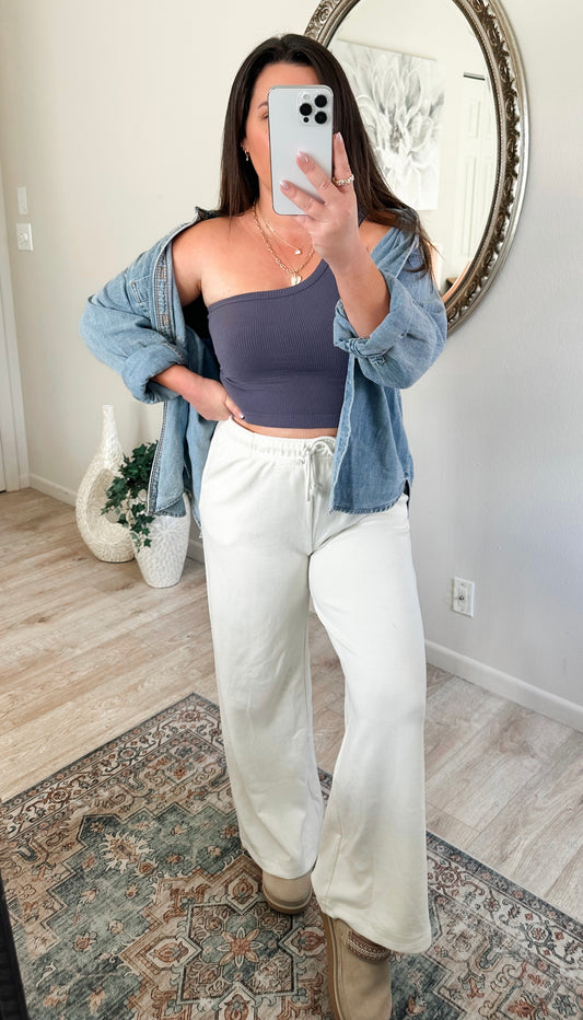 Solo Strap Tank in Navy Charchoal