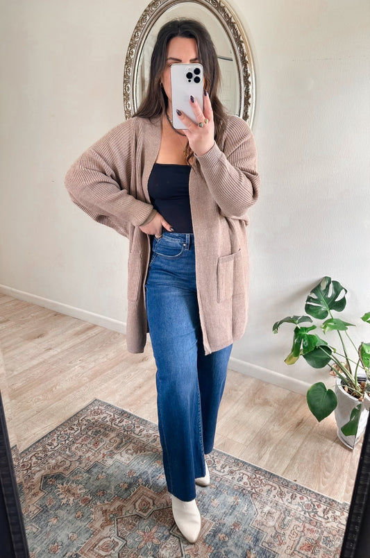 Coffee Date Cardigan in Taupe