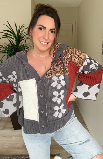 Flora Patch Hooded Cardigan