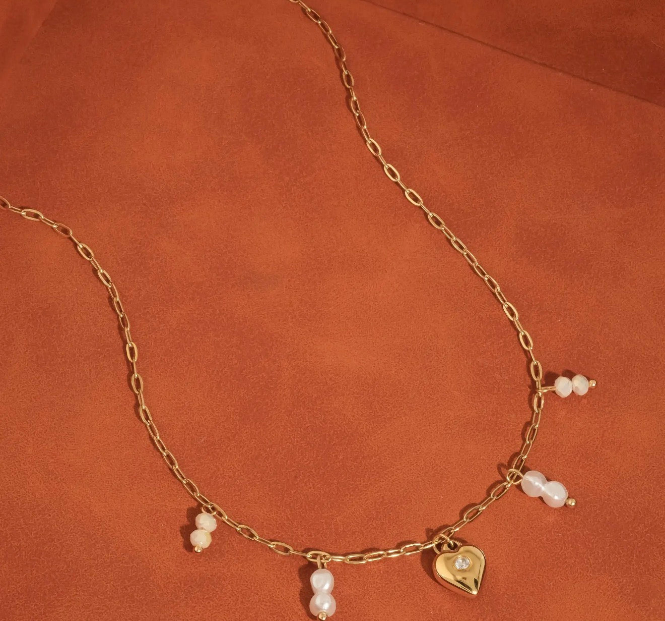 Pearl Heart Charm Necklace