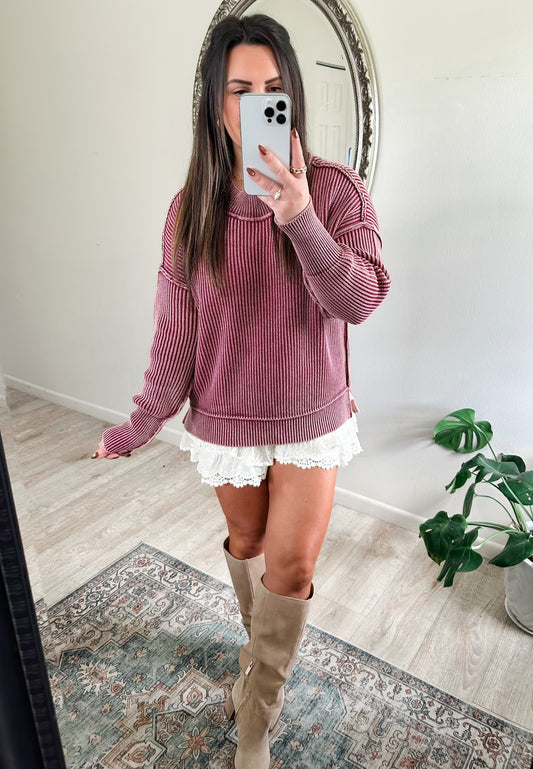 Hayden Ribbed Sweater 2.0 in Dark Mauve