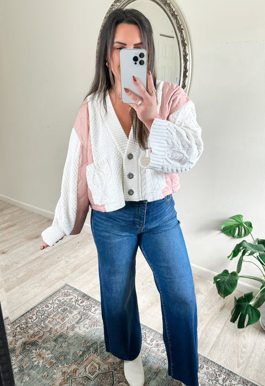 Two Tone Quilted Cardi