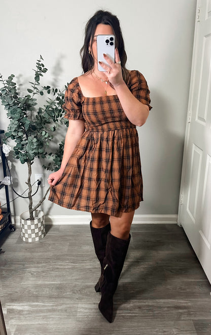 Pickin Pumpkins Plaid Dress