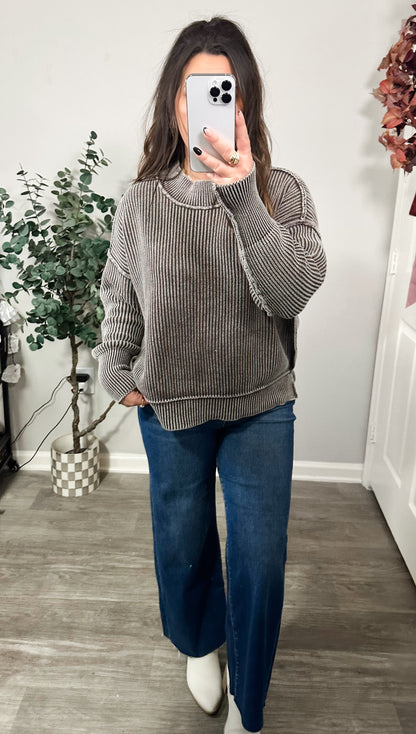 Hayden Ribbed Sweater 2.0 in Dark Mocha