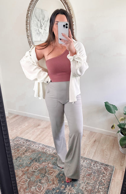 Butter Soft Straight Leg Leggings in Stone Taupe
