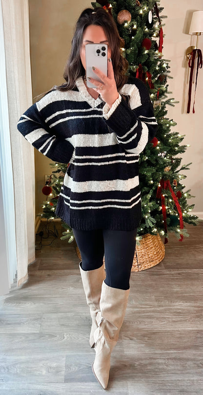 Snow Day Striped Sweater Dress/Tunic