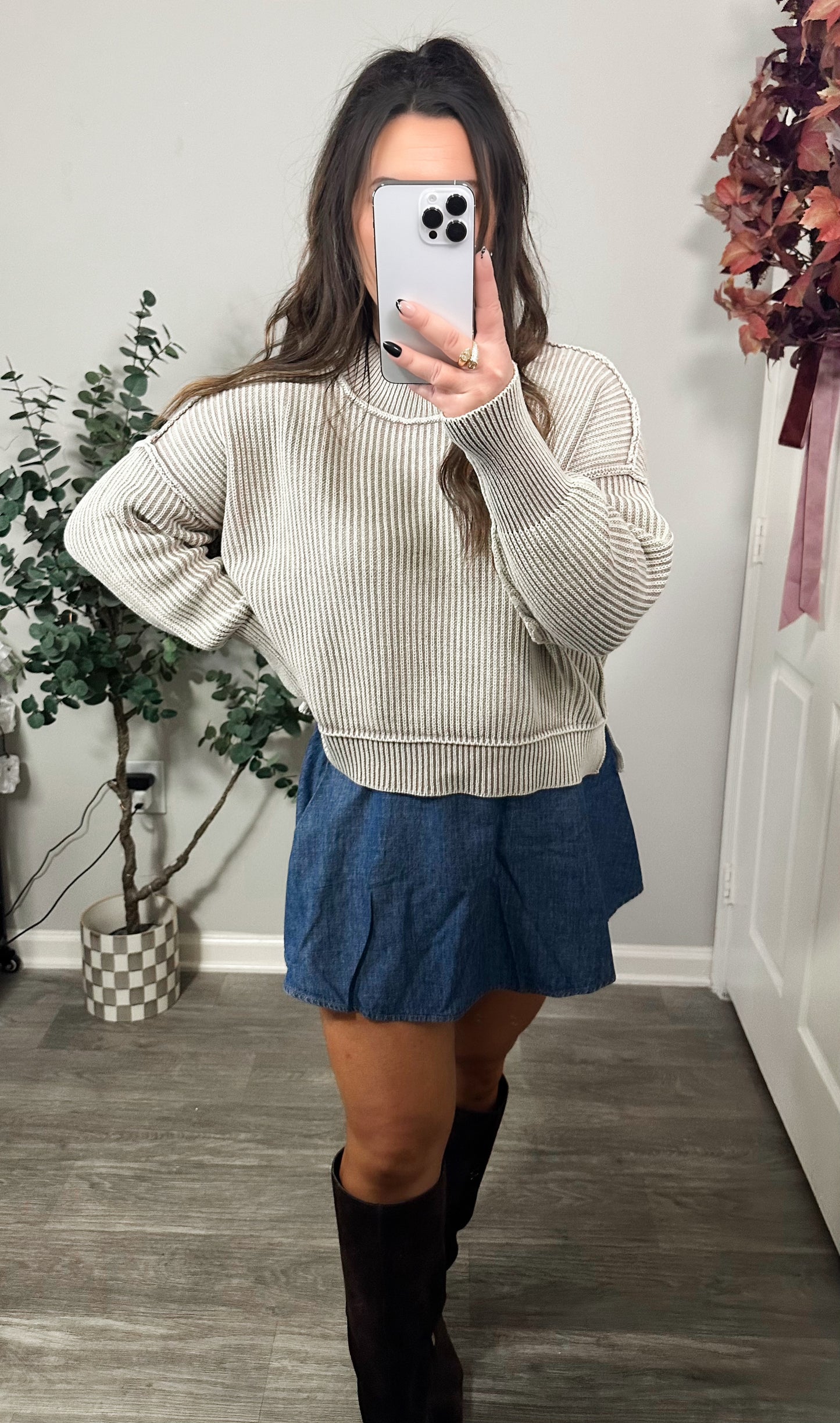Hayden Ribbed Sweater in Light Taupe