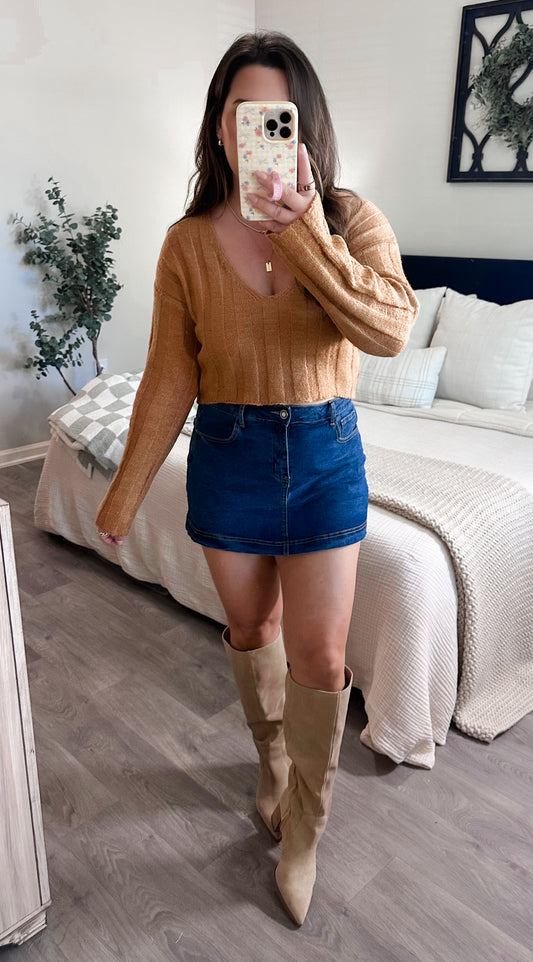 Stella Crop Long Sleeve in Chesnut