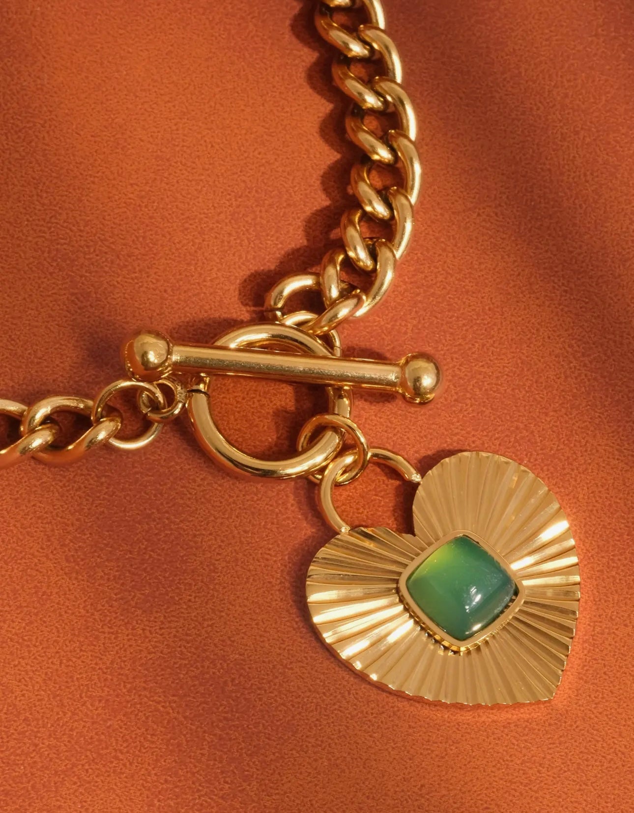 Matcha Heart Toggle Necklace