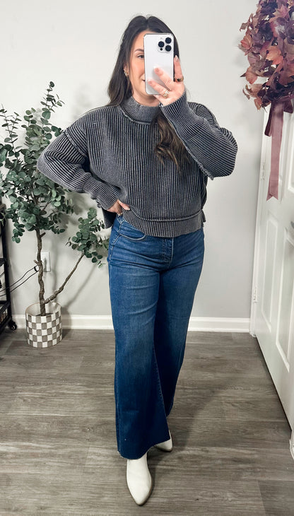 Hayden Ribbed Sweater in Black