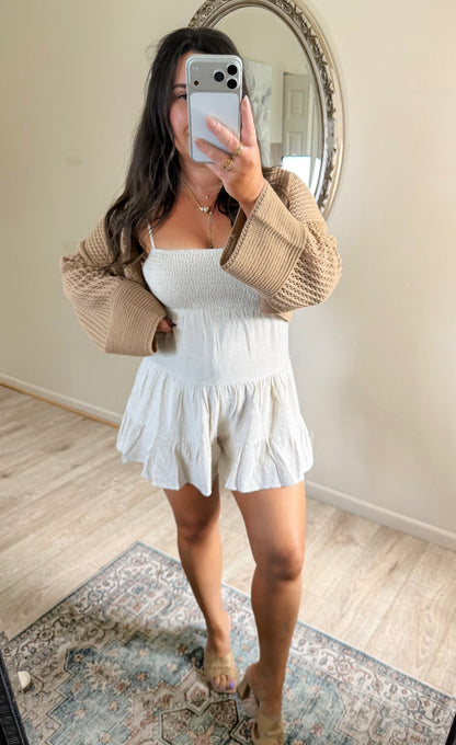 Tie It With A Bow Romper in Cream