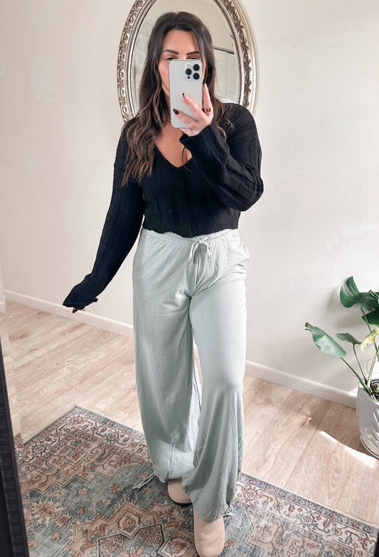 Boyfriend Pants in Light Sage