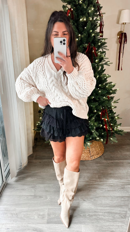 Black Tie Ruffle Shorts