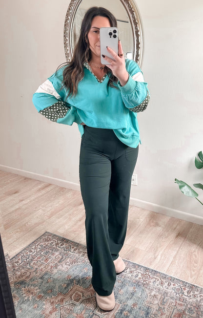 Butter Soft Straight Leg Leggings in Dark Forest Green