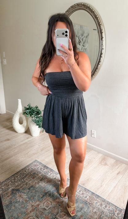 On The Go Romper in Charcoal