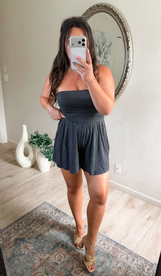 On The Go Romper in Charcoal