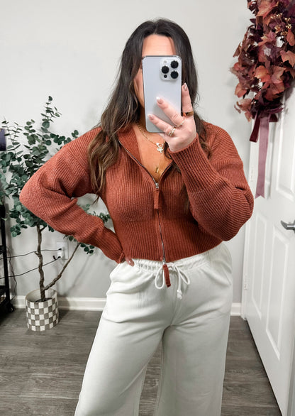 Nautical Charm Zip Up in Cinnamon
