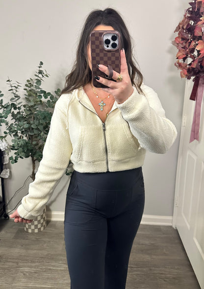 Powder Puff Zip Up in Cream