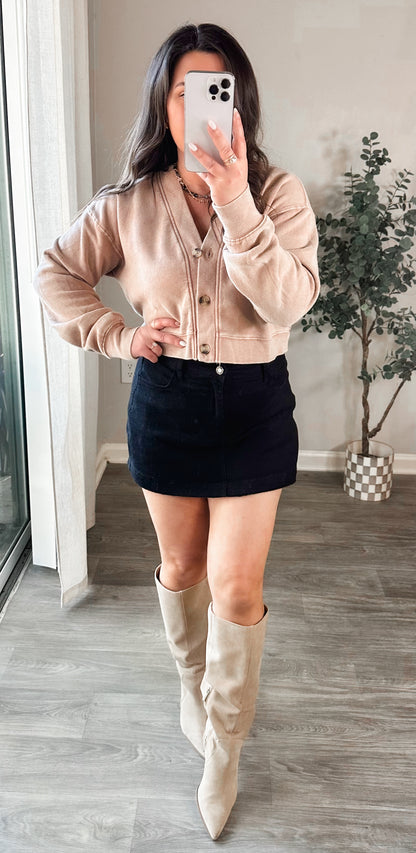 Latte Layer Cropped Cardigan