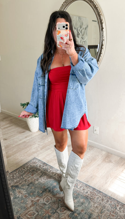 On the Go Romper 2.0 in Red