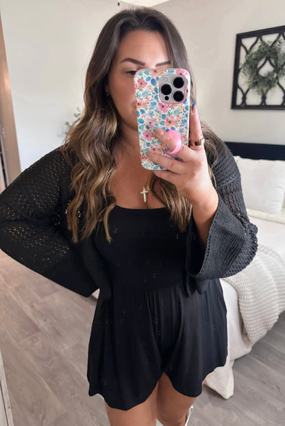 Coastal Knit Cardi in Midnight Black