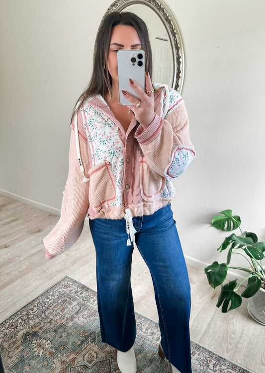Quinn Quilted Jacket in Floral Pink