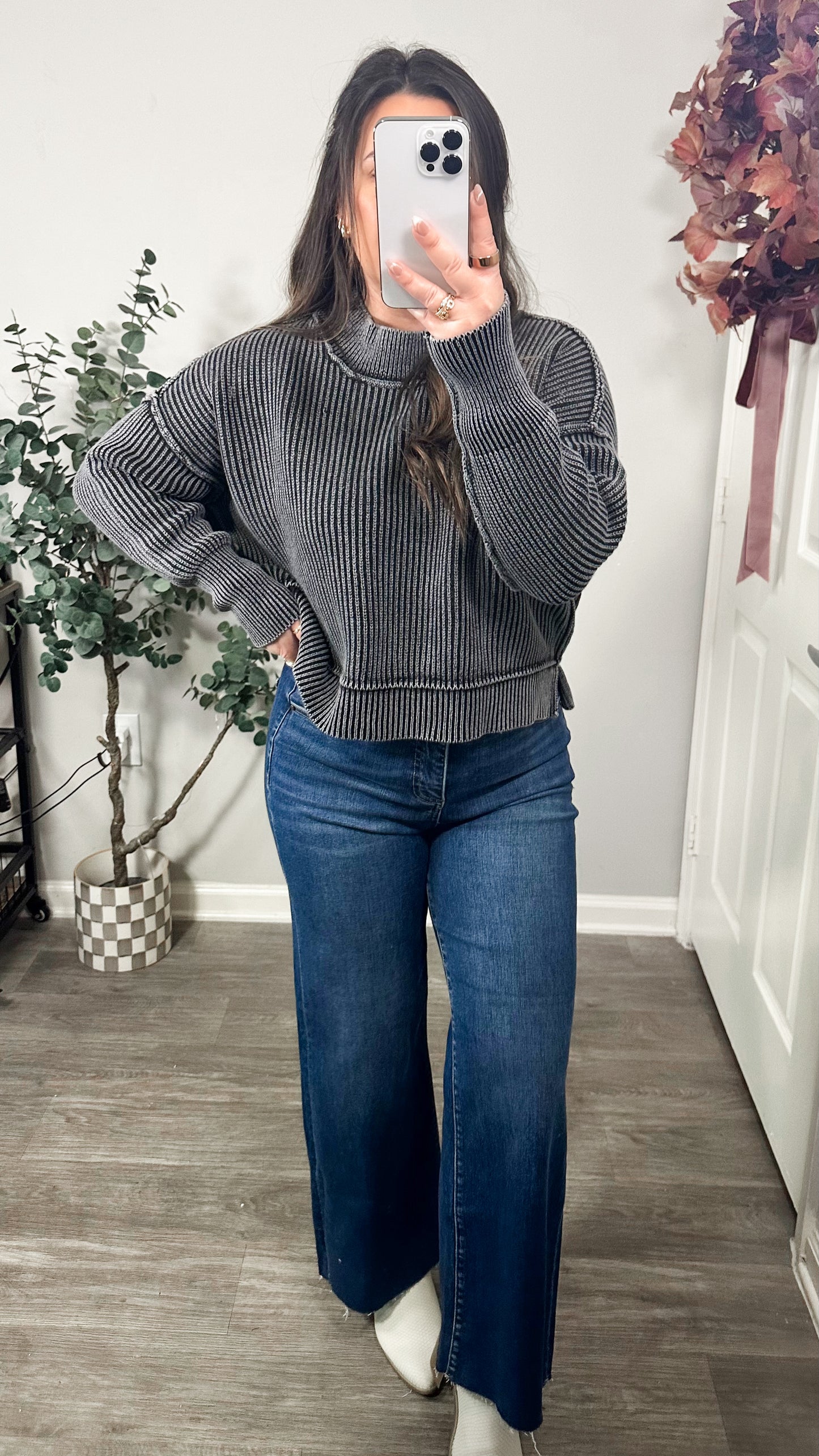 Hayden Ribbed Sweater in Black