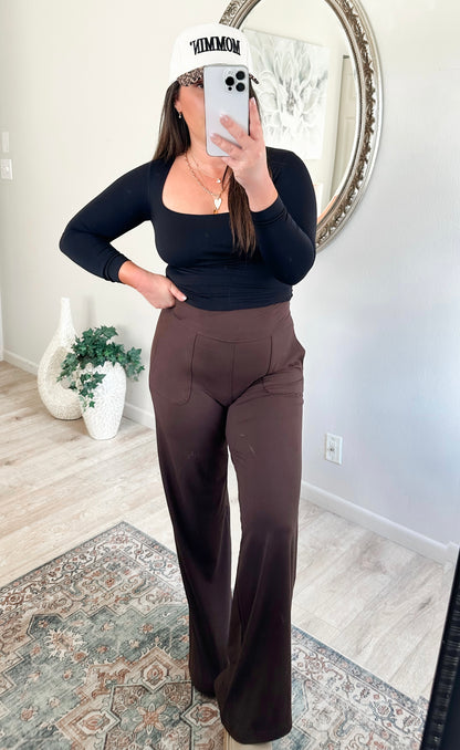 Butter Soft Straight Leg Leggings 2.0 in Espresso Brown