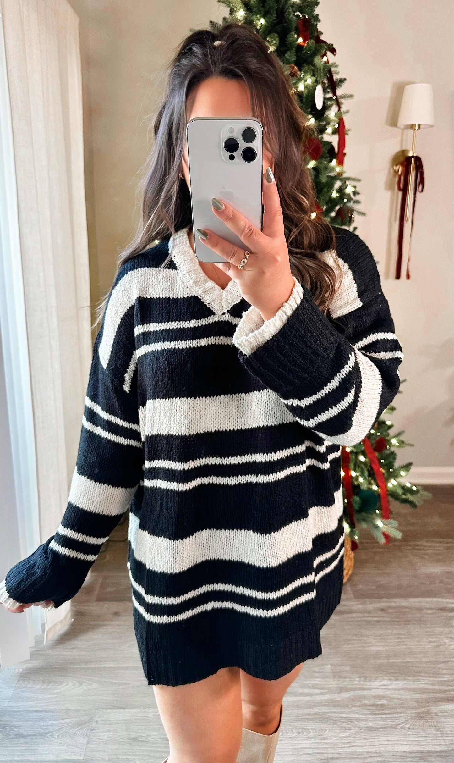 Snow Day Striped Sweater Dress/Tunic