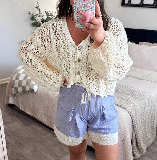 Malibu Crochet Cardigan in Cream