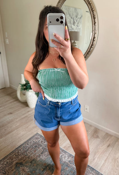 Lets Picnic Tube Top in Green