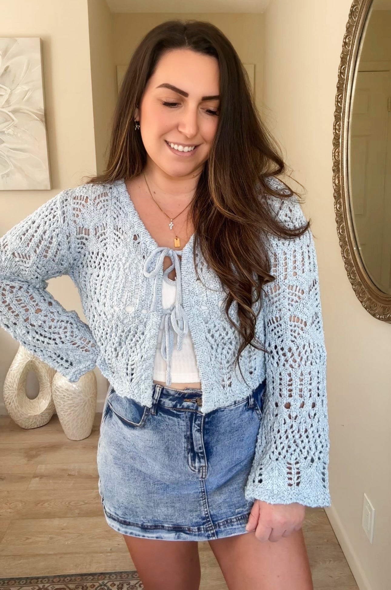 Crochet Dreams Cardigan in Icy Blue