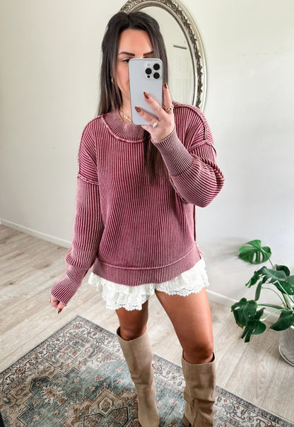Hayden Ribbed Sweater 2.0 in Dark Mauve