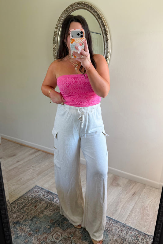 Seamless Blooms Tube Top in Fuchsia