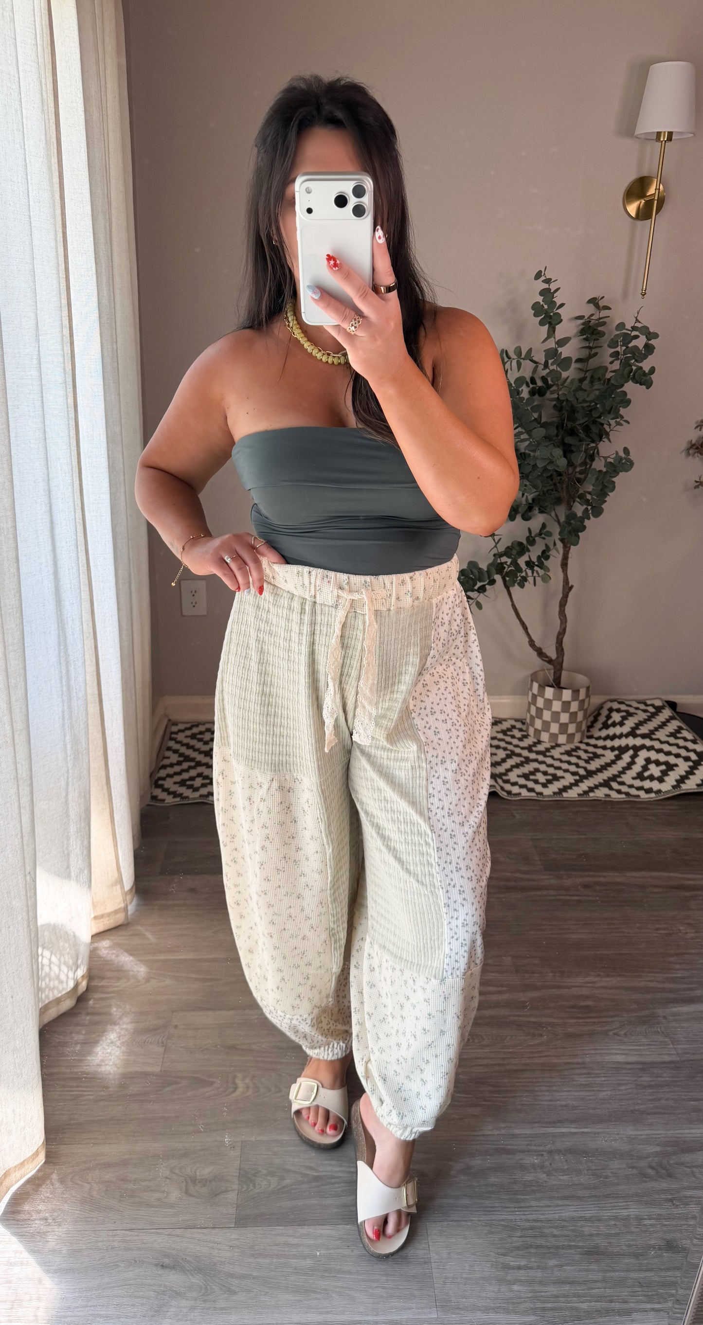 Petal Patch Pants in Sage