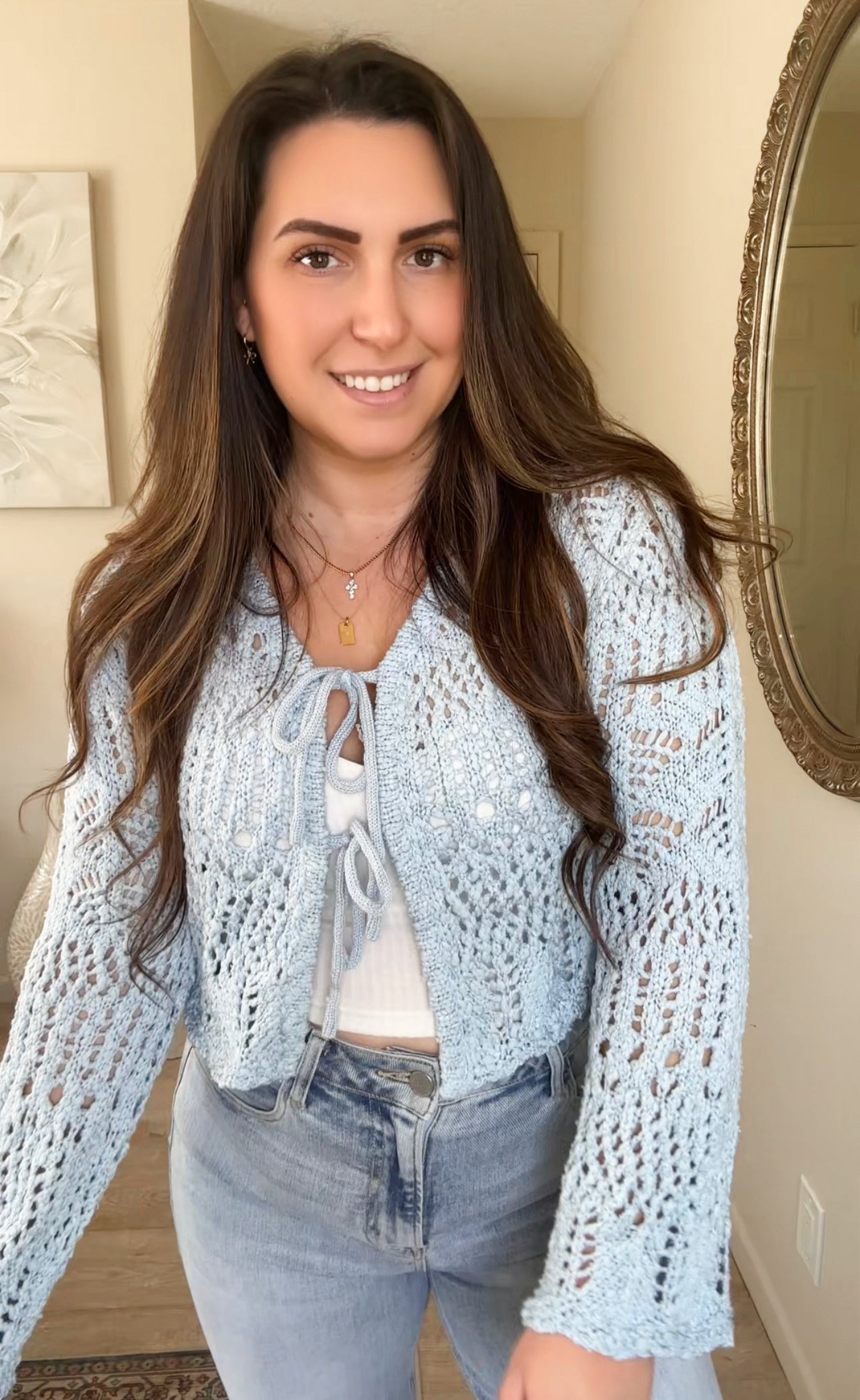 Crochet Dreams Cardigan in Icy Blue