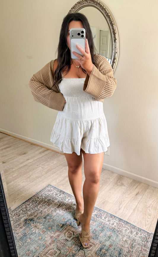 Tie It With A Bow Romper in Cream