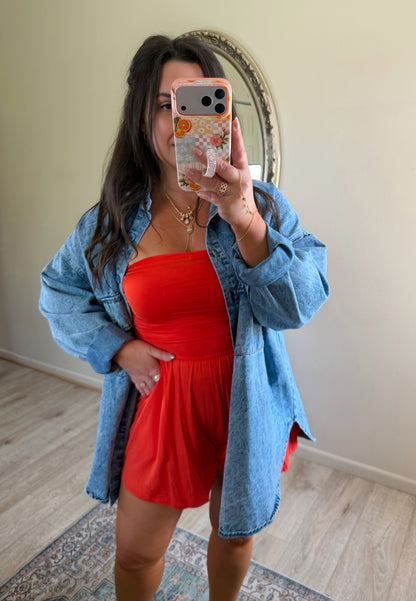 On The Go Romper in Bright Orange