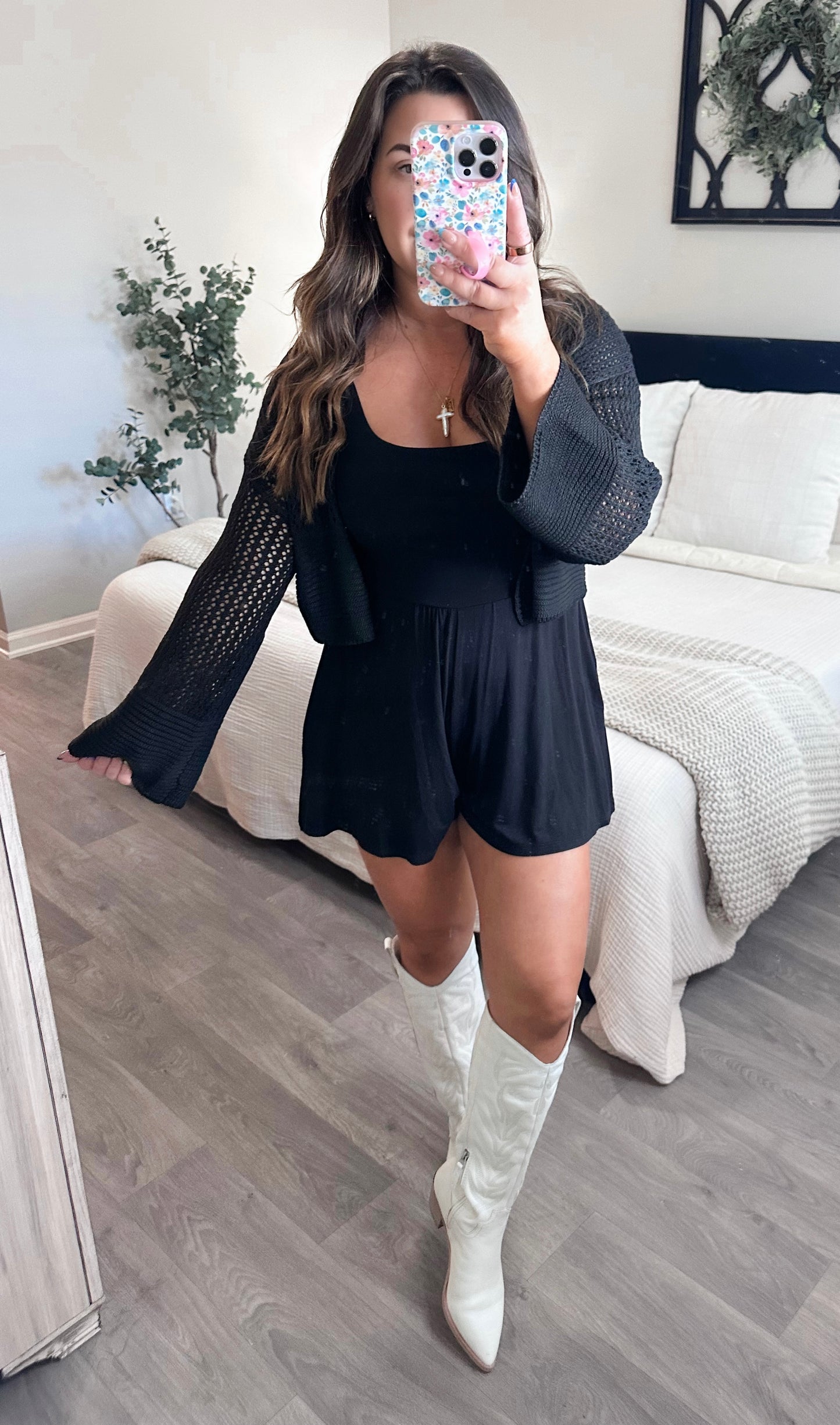 Coastal Knit Cardi in Midnight Black