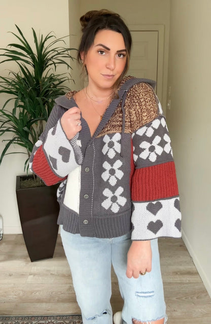 Flora Patch Hooded Cardigan