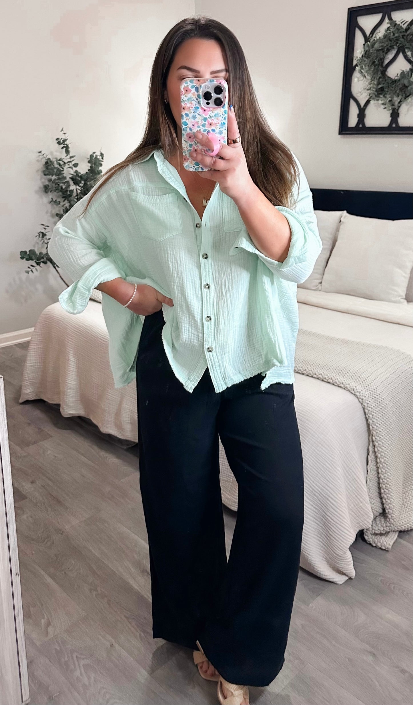 Pistachio Picnic Button Down