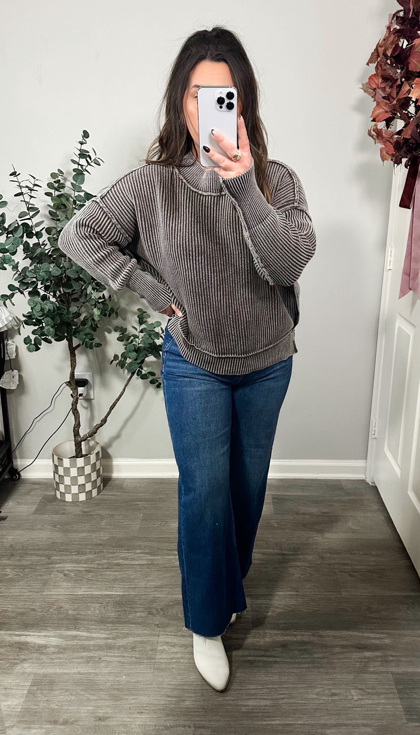 Hayden Ribbed Sweater 2.0 in Dark Mocha