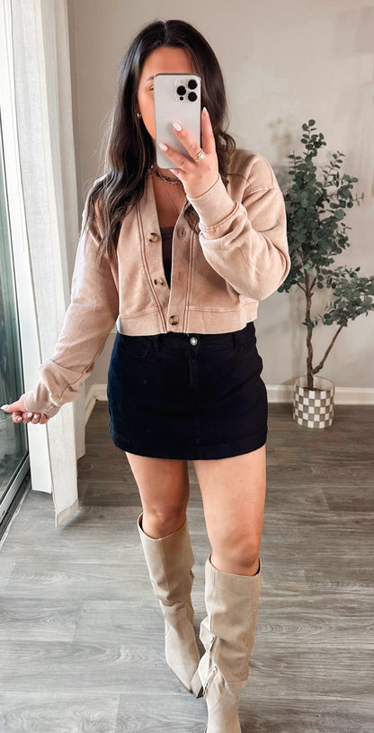 Latte Layer Cropped Cardigan