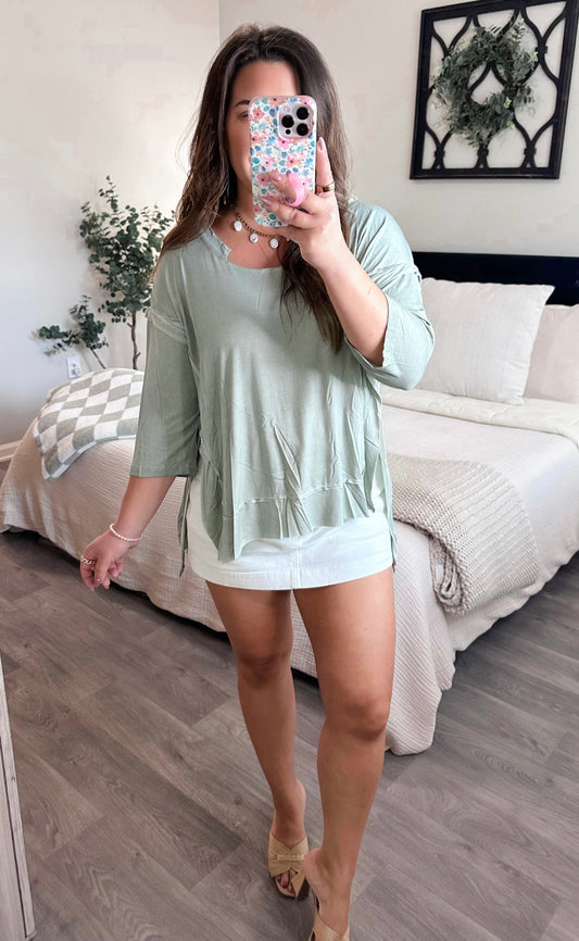 Sage Slitted Top