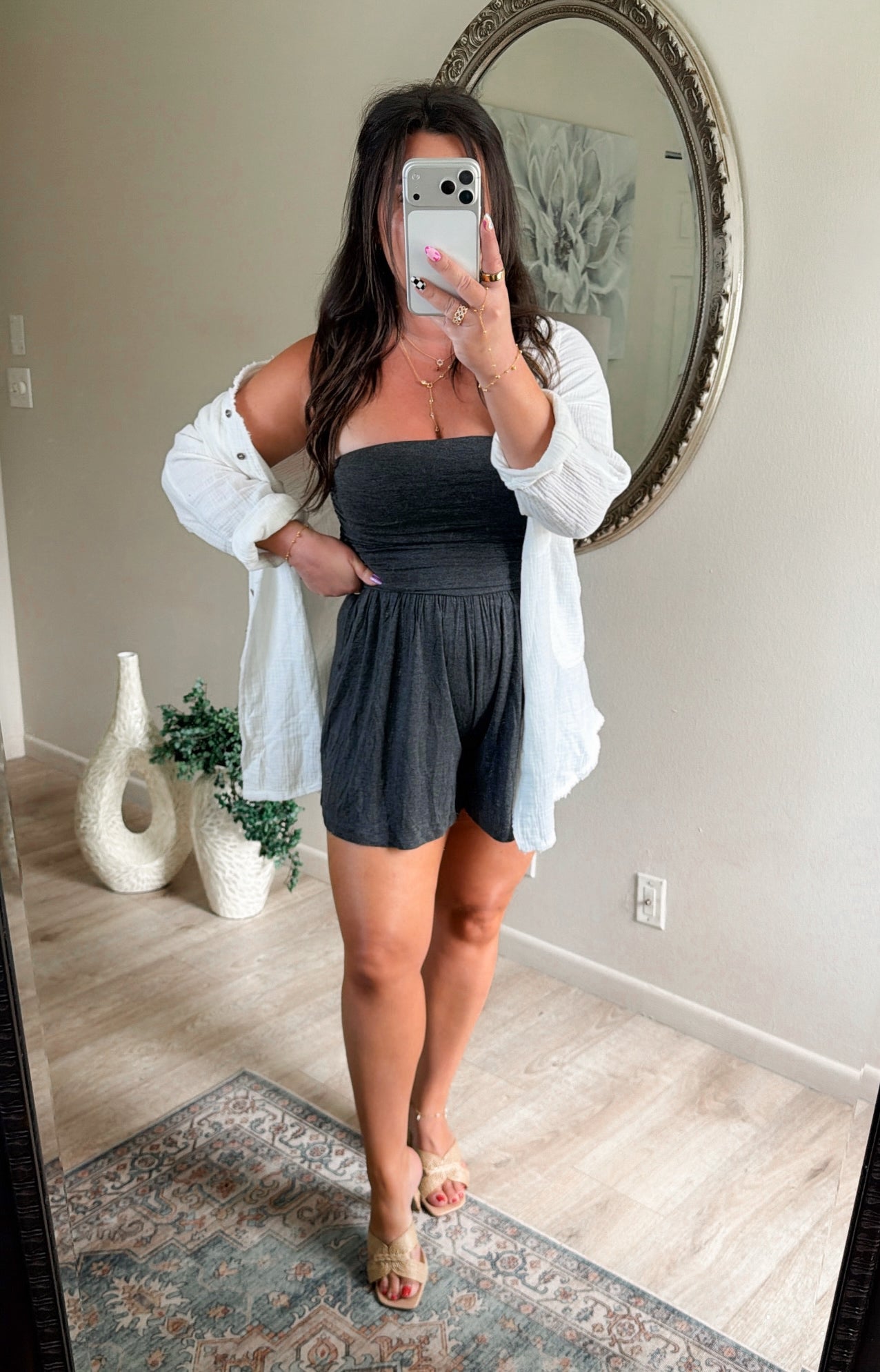 On The Go Romper in Charcoal