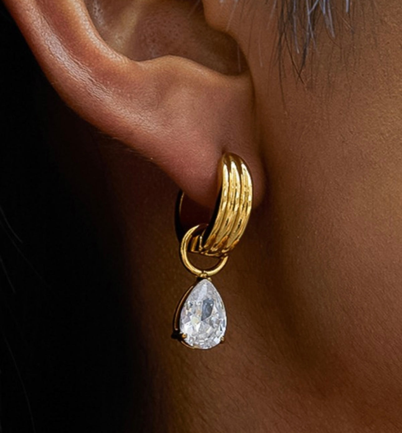 Saffron Teardrop Mismatch Huggie Hoops