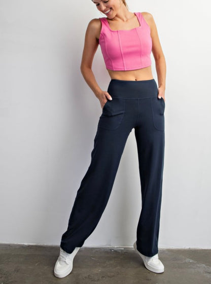Butter Soft Straight Leg Leggings in Navy Blue